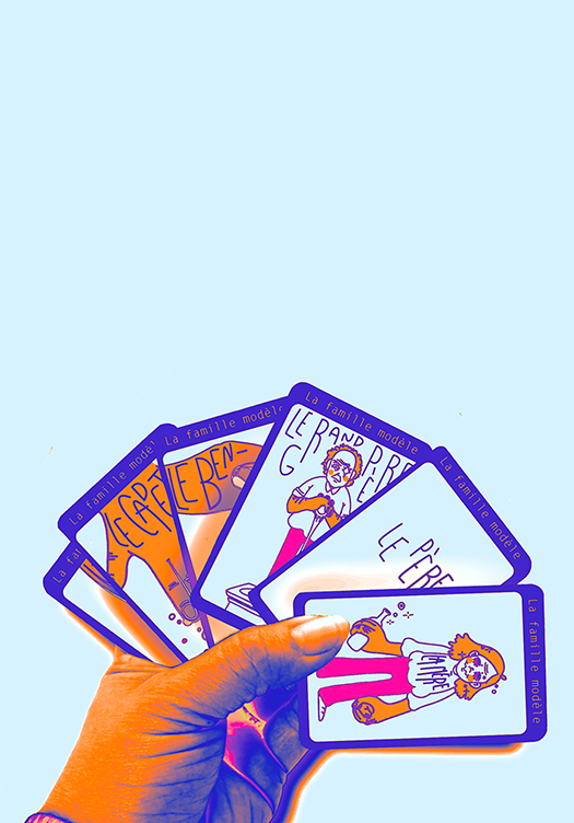 mockup de ma famille de six carte sur les viole,ce infantiles