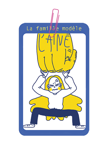 voici une de mes 6 cartes qui représente le cadet de la famille
